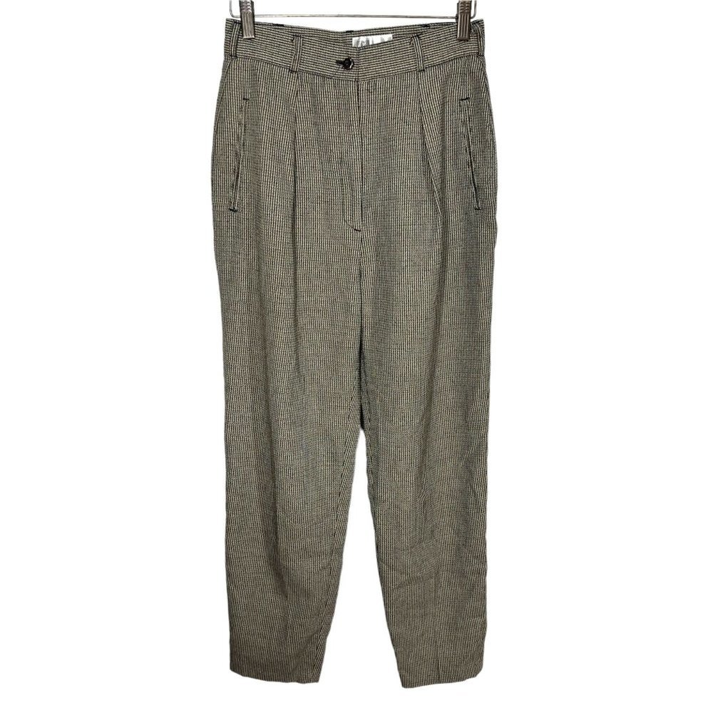 Vintage 90s Grey Micro Houndstooth High Rise Trouser Pants Size 10